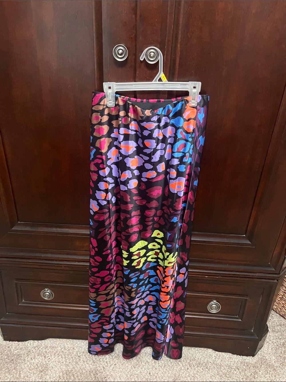 Vibrant Multicolor Leopard-Print Maxi Skirt